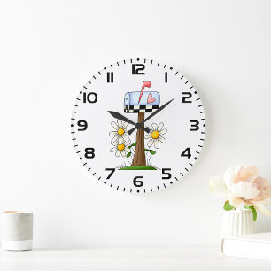 Mailbox met madeliefjes en Heart Flag Country Gard Grote Klok