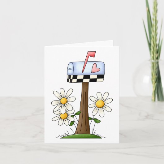 Mailbox met madeliefjes en Heart Flag Country Gard Kaart (Voorkant)