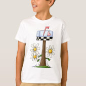 Mailbox met madeliefjes en Heart Flag Country Gard T-shirt (Voorkant)