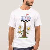 Mailbox met madeliefjes en Heart Flag Country Gard T-shirt (Voorkant)