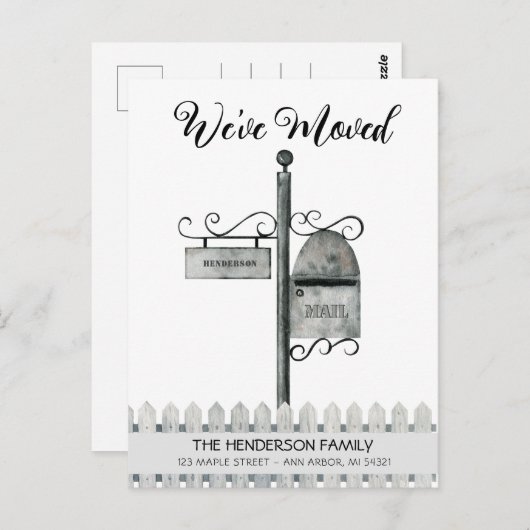 Mailbox New Home Moving Announge Briefkaart (Voorkant / Achterkant)