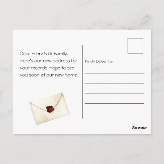 Mailbox New Home Moving Announge Briefkaart (Achterkant)