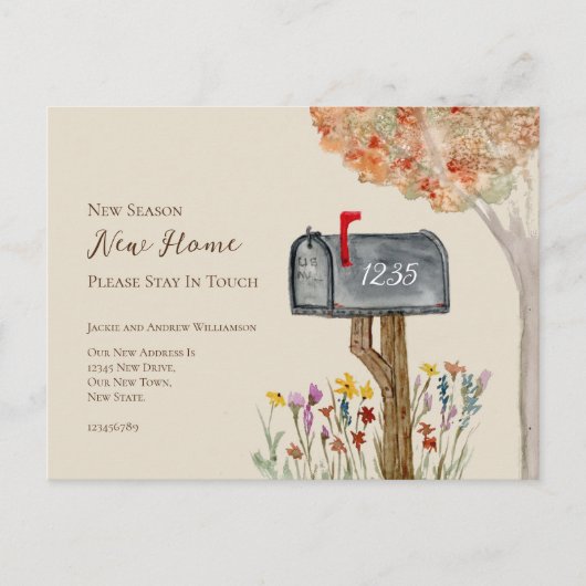 Mailbox Nieuw Seizoen Nieuw Home Adreswijziging Briefkaart (Voorkant)