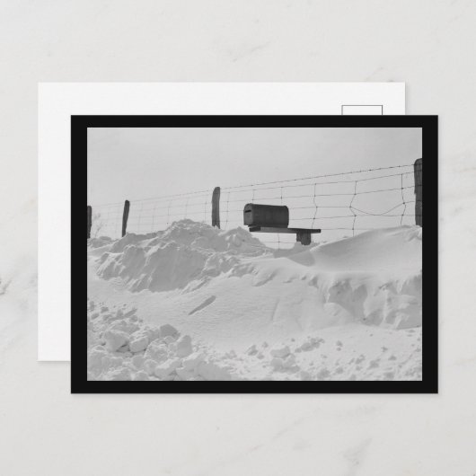 Mailbox op hek in hoge sneeuw foto briefkaart (Voorkant / Achterkant)