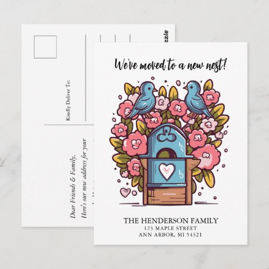 Mailbox Tortelduifjes Nieuwe Home Verhuisaankondig Briefkaart (Voorkant / Achterkant)