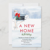 Mailbox Waterverf Nieuw Home Winter Verhuizen Kaart (Voorkant)