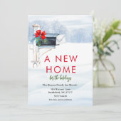 Mailbox Waterverf Nieuw Home Winter Verhuizen Kaart (Staand voorkant)