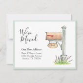 Mailbox waterverf Nieuw huis We zijn verhuisd Notitiekaartje (Voorkant)