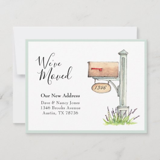 Mailbox waterverf Nieuw huis We zijn verhuisd Notitiekaartje (Voorkant)