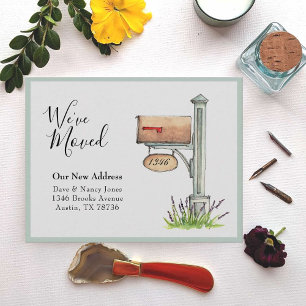 Mailbox waterverf Nieuw huis We zijn verhuisd Notitiekaartje