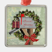 Mailbox Wreatft Mail Carrier Silver Ornament (Voorkant)
