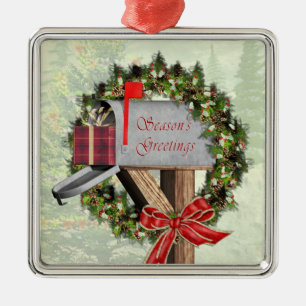 Mailbox Wreatft Mail Carrier Silver Ornament