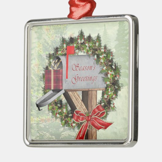 Mailbox Wreatft Mail Carrier Silver Ornament (Links)