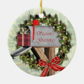 Mailbox, Wreath and Gift Mailman Round Ornament (Achterkant)