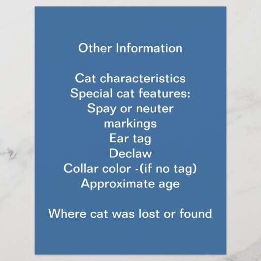 Mailboxbrochure verliezen of gevonden katten flyer (Achterkant)