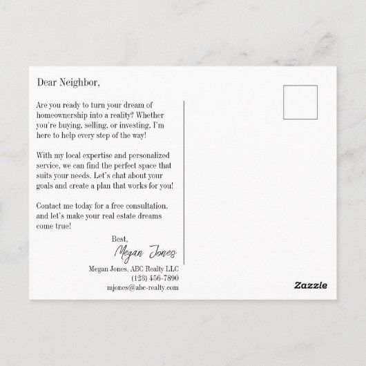 Mailer Real Estate Marketing Briefkaart (Achterkant)