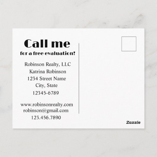 Mailer van Estate Home Value Estimate Marketing Briefkaart (Achterkant)