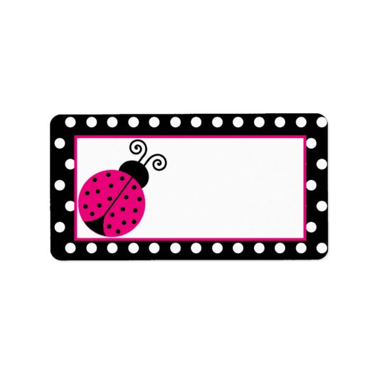 Mailingadres Zwart Lente Tijd Lady Bug Etiket (Voorkant)