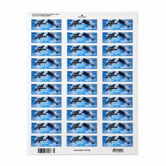 Mailinglabel walvis-retouradres etiket (Full Sheet)