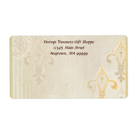 Mailinglabels - Fleur di Lys Damask 2 Cream Etiket (Voorkant)