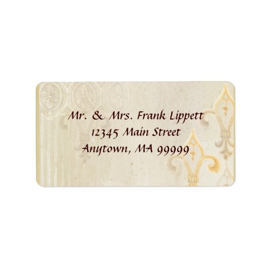 Mailinglabels - Fleur di Lys Damask 2 Cream Etiket (Voorkant)