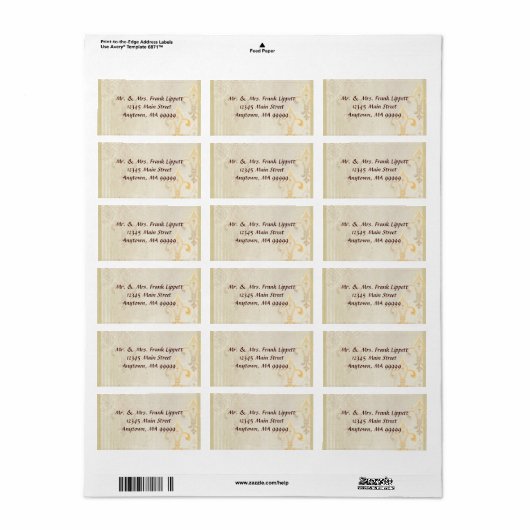 Mailinglabels - Fleur di Lys Damask 2 Cream Etiket (Full Sheet)