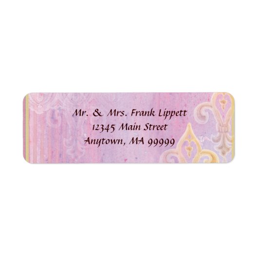 Mailinglabels - Fleur di Lys Damask 2 Lila Etiket (Voorkant)