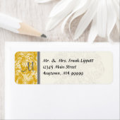 Mailinglabels - Fleur di Lys Damask - Mosterd Etiket (Insitu)
