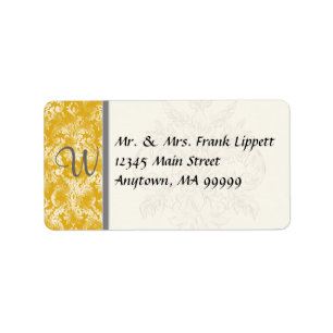 Mailinglabels - Fleur di Lys Damask - Mosterd Etiket