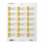 Mailinglabels - Fleur di Lys Damask - Mosterd Etiket (Full Sheet)