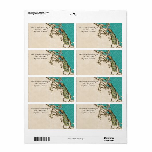 Mailinglabels - pacock & etchings etiket (Full Sheet)