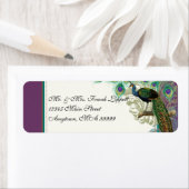 Mailinglabels - pauw, veren in ets etiket (Insitu)