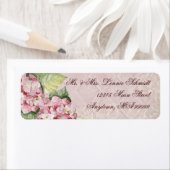 Mailinglabels - Pink Hydrangea Swirl matching Etiket (Insitu)