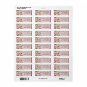 Mailinglabels - Pink Hydrangea Swirl matching Etiket (Full Sheet)