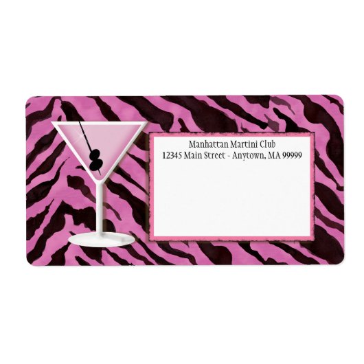 Mailinglabels - Zebra Print 'n Martini Etiket (Voorkant)