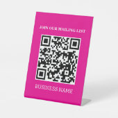 Mailinglijst QR Code Sign, Roze Winkel Reclamebord Met Voetstuk (Voorkant)