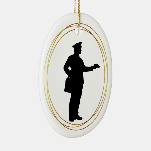 Mailman Black Silhouette-kerstversiering Keramisch Ornament (Rechts)