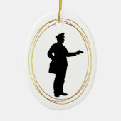 Mailman Black Silhouette-kerstversiering Keramisch Ornament (Voorkant)