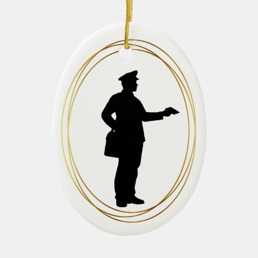 Mailman Black Silhouette-kerstversiering Keramisch Ornament (Voorkant)