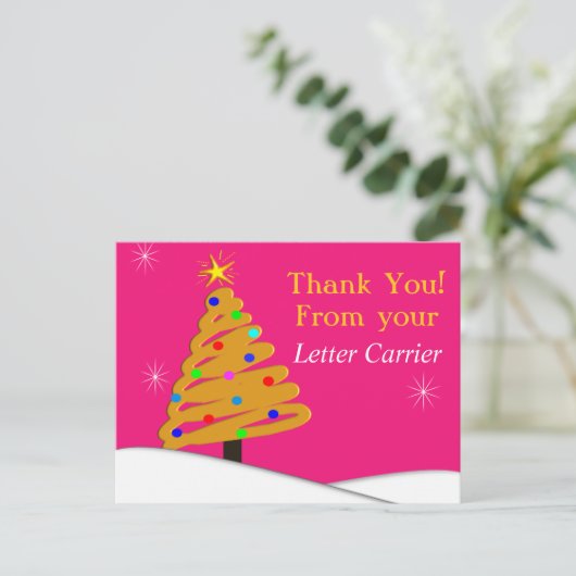 Mailman DANK JE BRIEFKAART Roze (Staand voorkant)