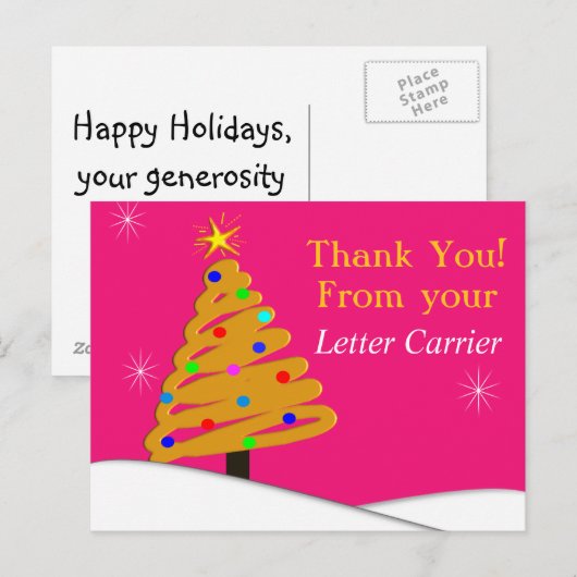 Mailman DANK JE BRIEFKAART Roze (Voorkant / Achterkant)