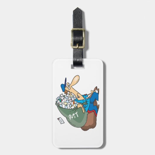 Mailman die een grote zak vervoert bagagelabel (Voorkant verticaal)