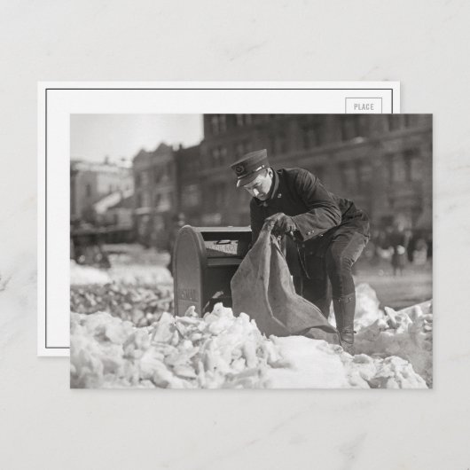 Mailman in de sneeuw, 1922 briefkaart (Voorkant / Achterkant)
