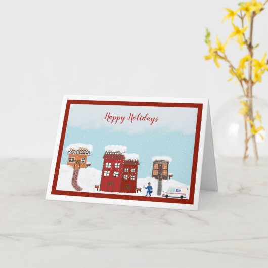 Mailman kerstkaart (groot) kaart (Gele Bloem)