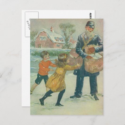 Mailman & kinderen briefkaart (Voorkant / Achterkant)