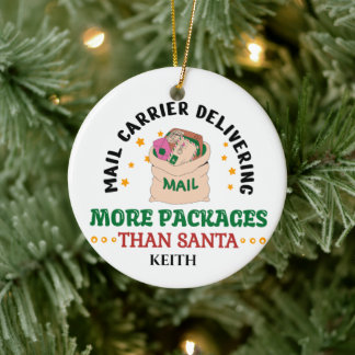 Mailman Mail Carrier gepersonaliseerd Keramisch Ornament
