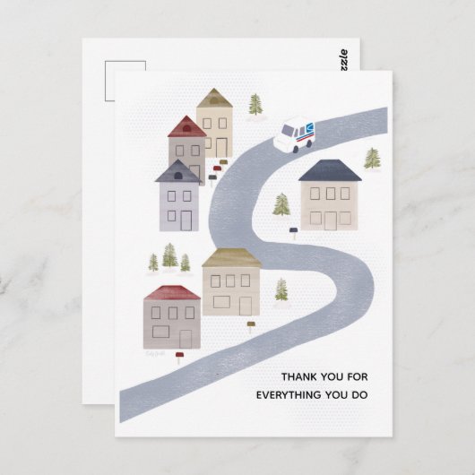 Mailman Mail Lady Kerstfeest Dank je Winter Scene Briefkaart (Voorkant / Achterkant)