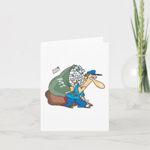 Mailman met een grote zak feestdagen kaart