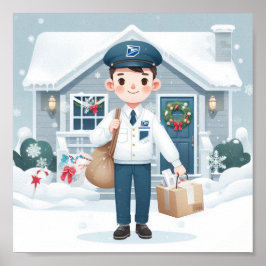 Mailman met Kerstmis Poster