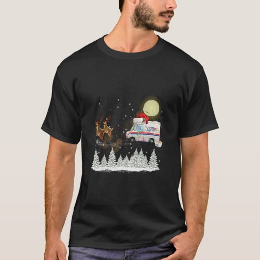 Mailman Postal Truck Mail Carrier Xmas Funny Chris T-shirt (Voorkant)